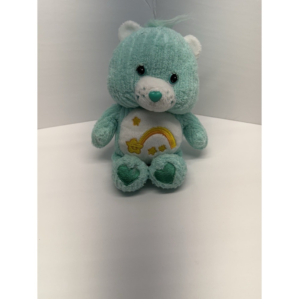 Care Bears Wish Bear Green/White Plush Bear 5-10 in w/ Heart Tag
